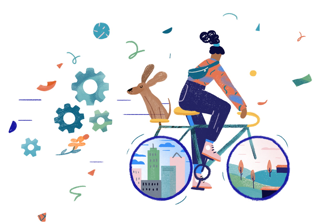 Illustration av kvinna som cyklar 